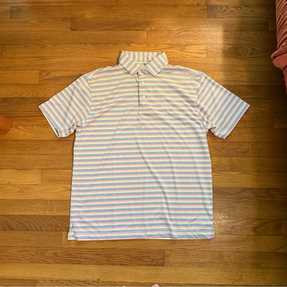 Rhoback Stripe Performance Polo Shirt Medium Multicolor - Picture 1 of 6